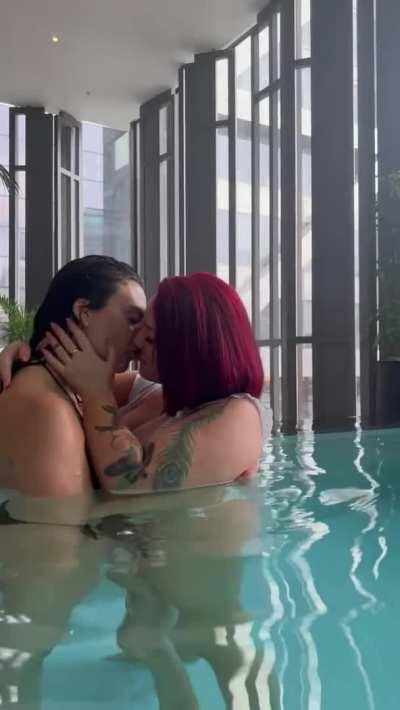 Having fun in the hotel pool area haha