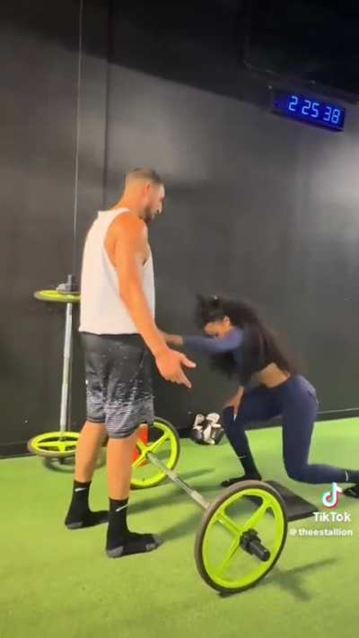 Hot Girl Coach Working Out W/ Her Man
