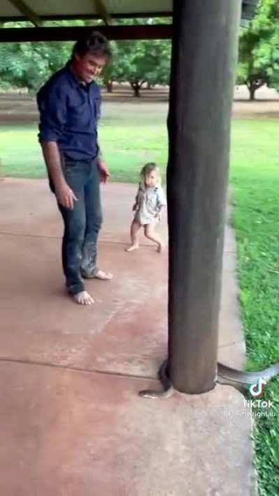 Kid decides he’s scared of snakes after already handling a very big one