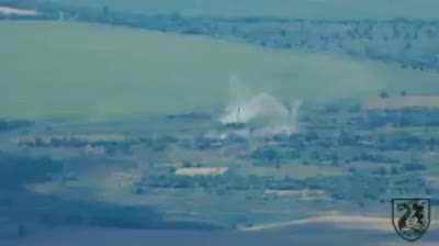 Joint work of Ukraine's 36th Separate Brigade of Rear Admiral Mykhailo Bilynsky and the 63rd Separate Mechanized Brigade: artillery strikes on Russian positions and vehicles. [soundtrack from source]