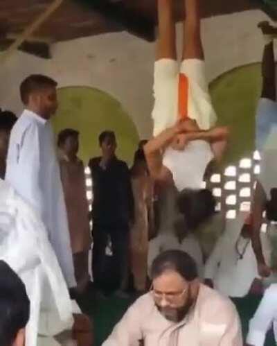 He must be doing abs exercise 🤣