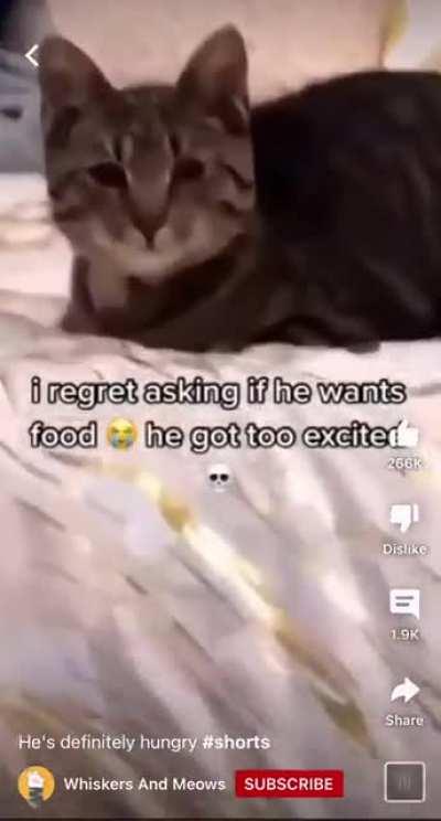 I think he’s hungry, idk tho