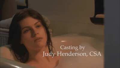 Alexandra Daddario getting out of the tub