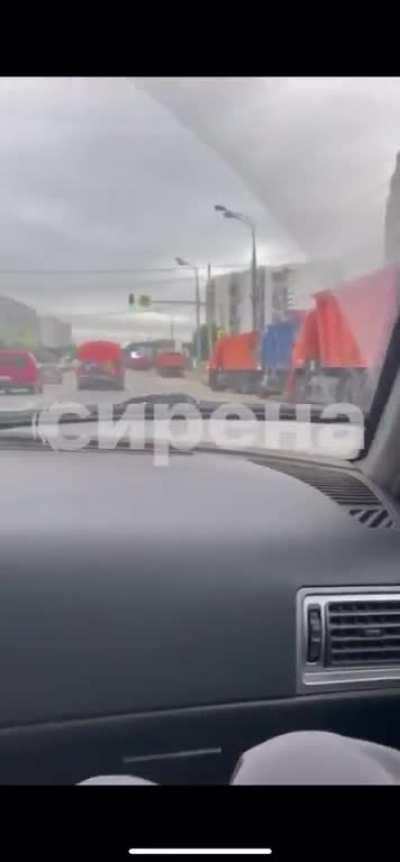 Dump Trucks Being Staged For Roadblocks on Outskirts of Moscow