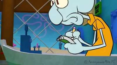 Squidward me boy be nicer to the customer they need to spend more money