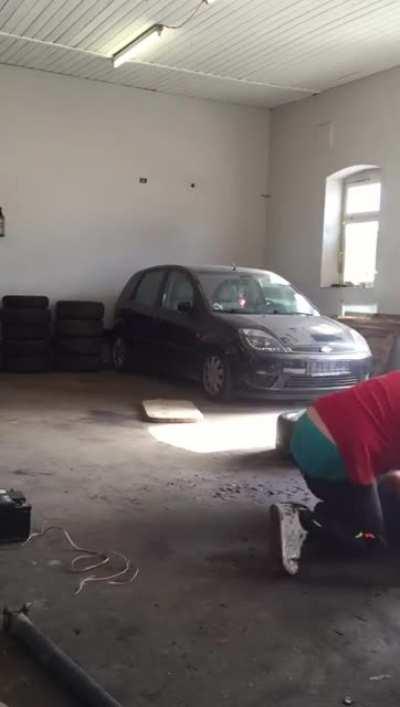 Guy Plays With Airbag