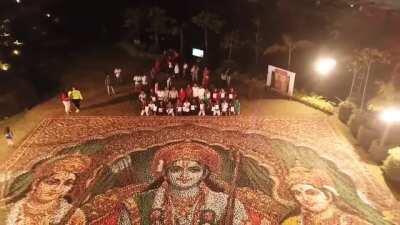 Portrayal of Sita ram & lakshman with 1 lakh diyas