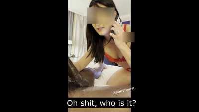 Hubby called to listen in while I sucked this huge dong