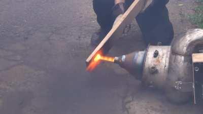 Cutting the board with a jet engine.