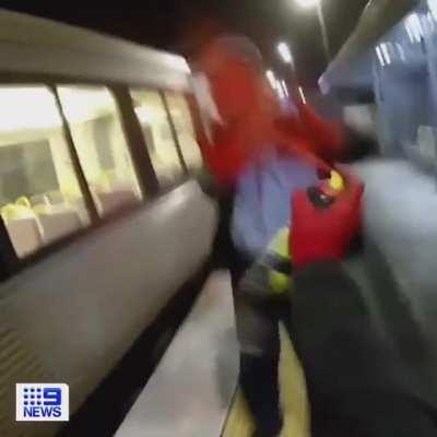 Vandal spray pains guard in the face (Queensland, Australia)