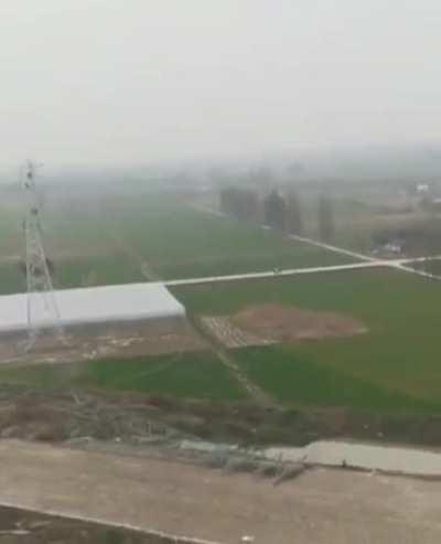 Running away from a falling a electrical tower