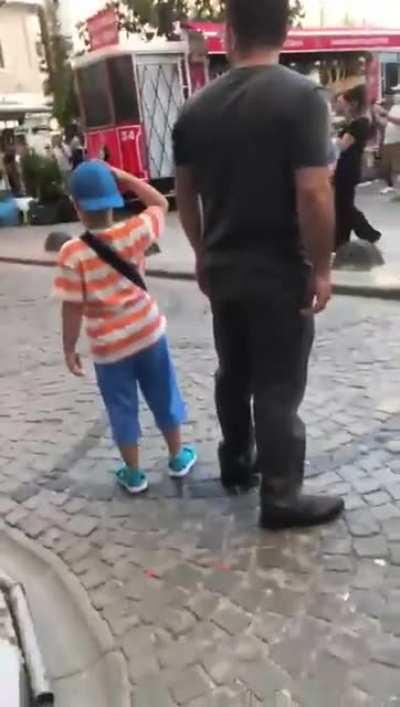 Man wearing a Grim reaper costume set himself on fire in front of the Galata Tower in Istanbul, Turkey.