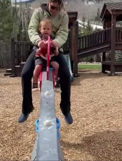 This is what happens when you take a Live Photo (iPhone) on a see-saw and change it to “Bounce”