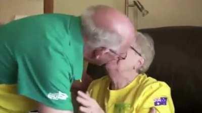 Grandparent's reaction to their grandson winning Olympic gold
