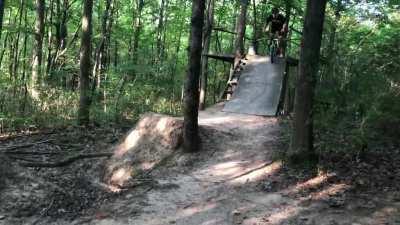 My friend didn’t get the best shot of it happening but this was my first ever attempt at a dirt jump on my BMX bike lmfao
