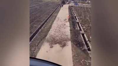 pilot helps man to clean leaves