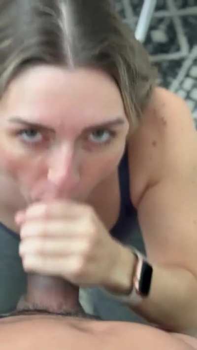 Blonde blowing a thick Mexican dick