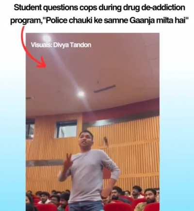 Student questions cops during drug de-addiction program,