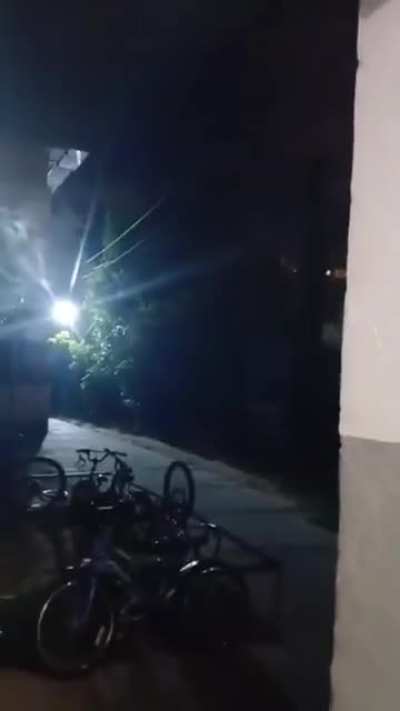 Just chillin&rsquo; on the porch during a missile attack, watching the flares...