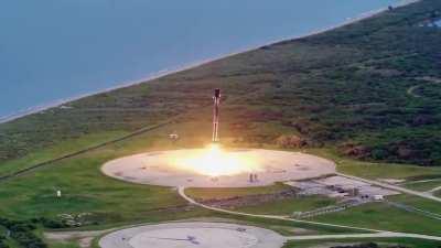 Falcon 9 first stage lands at Landing Zone 1 to complete this booster’s fourth flight (Credit: SpaceX)