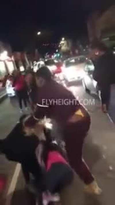 Some Chicks Get Pulled Out Of A Car & Jumped In The Middle O