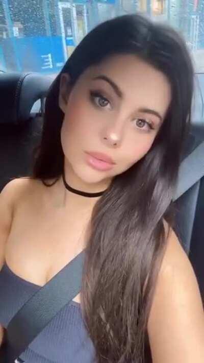 Azzy in a car