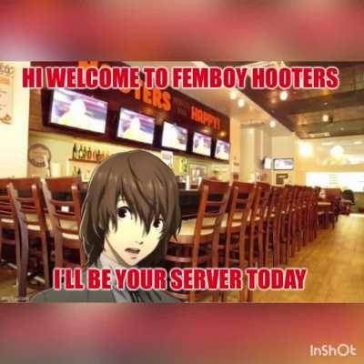 pov akechi goes to femboy hooters