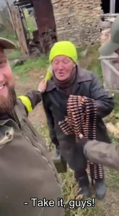 Babushka from occpuied village has hid some Russian ammo for Ukrainian soldiers