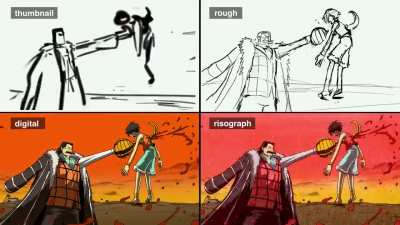 behind the scenes of zack lydon's one piece risograph animation