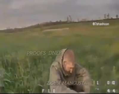 Ukrainian drone operator kills Russian soldier (Date/Location unknown) (Music added by source)