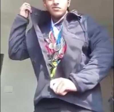 I'm dressed up like a war hero