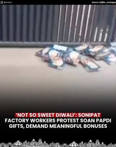In Gannaur, Sonipat, a Diwali gifting controversy went viral when factory workers, expecting monetary bonuses, were instead given boxes of Soan Papdi.