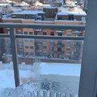 How quickly the water freezes on this glass in Chicago