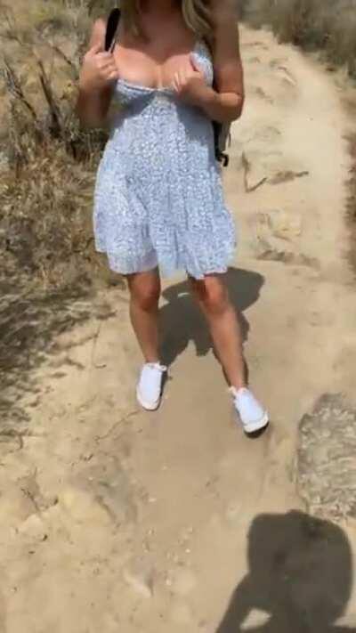 If you ever get a bit tired while walking, keep a pair of titties in front of you to keep you motivated [f]