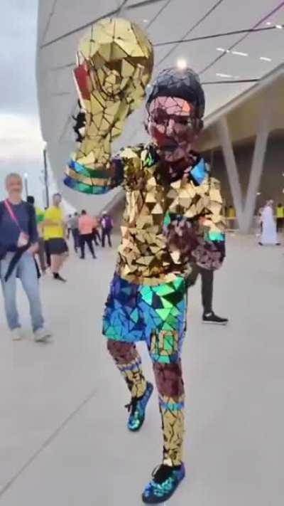 Brazilian Football Fan Covering Himself With Mirrors