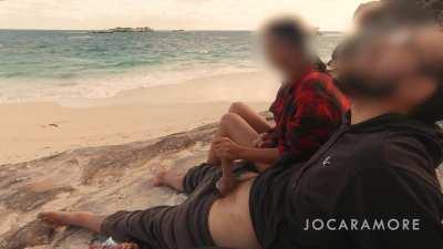 Giving my man a blowjob on the beach. Enjoy the view!