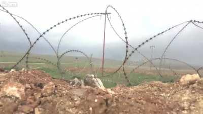 Kurdish Peshmerga Forces loyal to the KDP defend their position from an ISIS APC and hits the vehicle with a Panzerfaust killing most of the occupants.