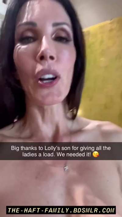 Showing off the facial son gave her and friends