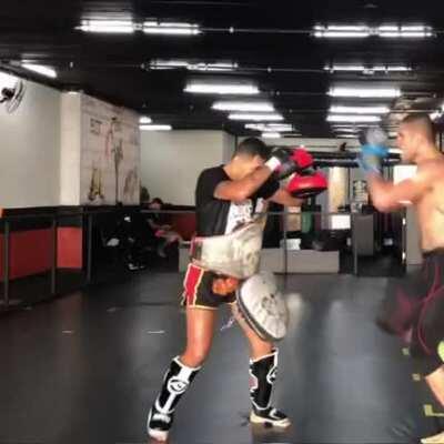 GLORY Champ Alex Pereira looking sharp on the pads, ahead of his Light Heavyweight unification bout against Artem Vakhitov at GLORY 77.