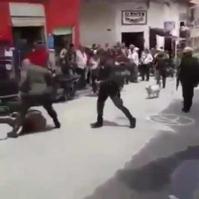 Threating police officers with a machete