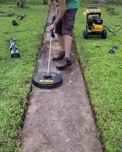 Cleaning up a sidewalk