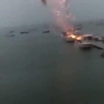 Lightning hitting a boat