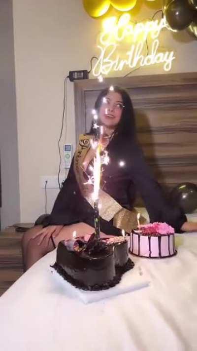 Who wants to give a surprise gift on her b'day by raising her legs and taste her juicy pussy and squeezing her boobs