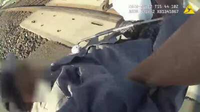 Police officer pulls wheelchair-bound man off of the train tracks with seconds to spare (Lodi, CA)