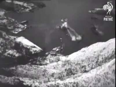 Insane rocket and strafing runs by Coastal Command Mosquitoes on Axis shipping on the Nordic coast