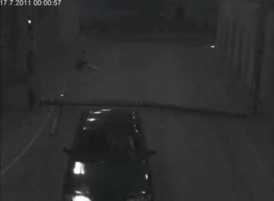 Car vs parking garage gate