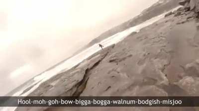 Lightning strike just misses lady!