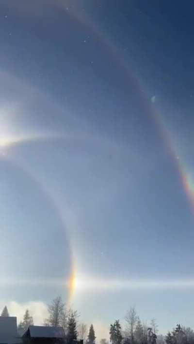 A spectacular sight in the sky over Orava, Slovakia created by sunlight passing through ice crystals in the air.