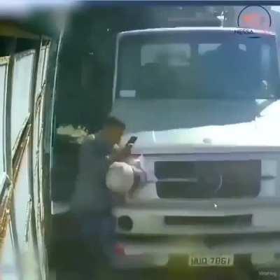 Truck close shave delivery