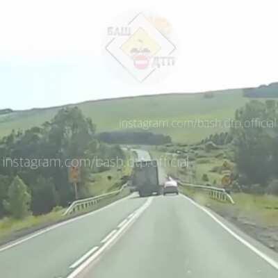 He swerve around the first car... but not the second